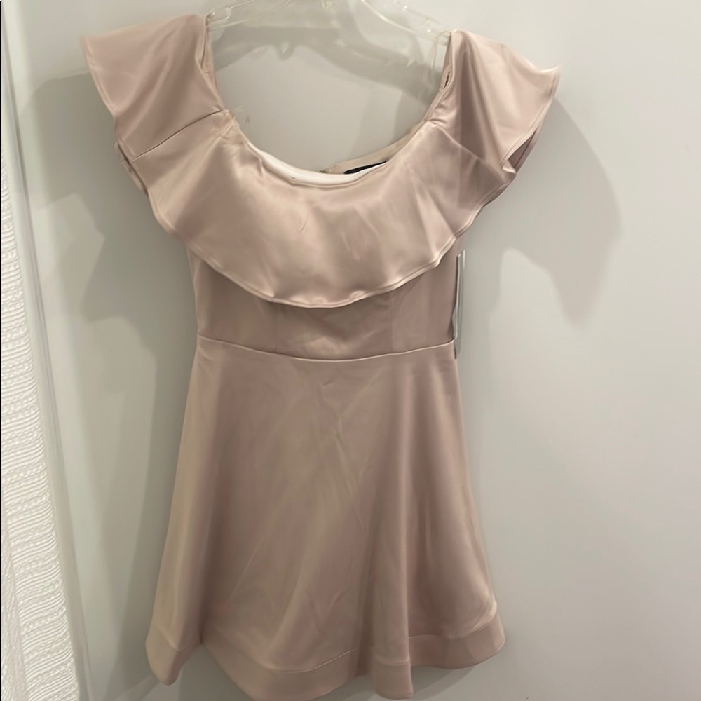 Elegant Ruffle Dress in Nude